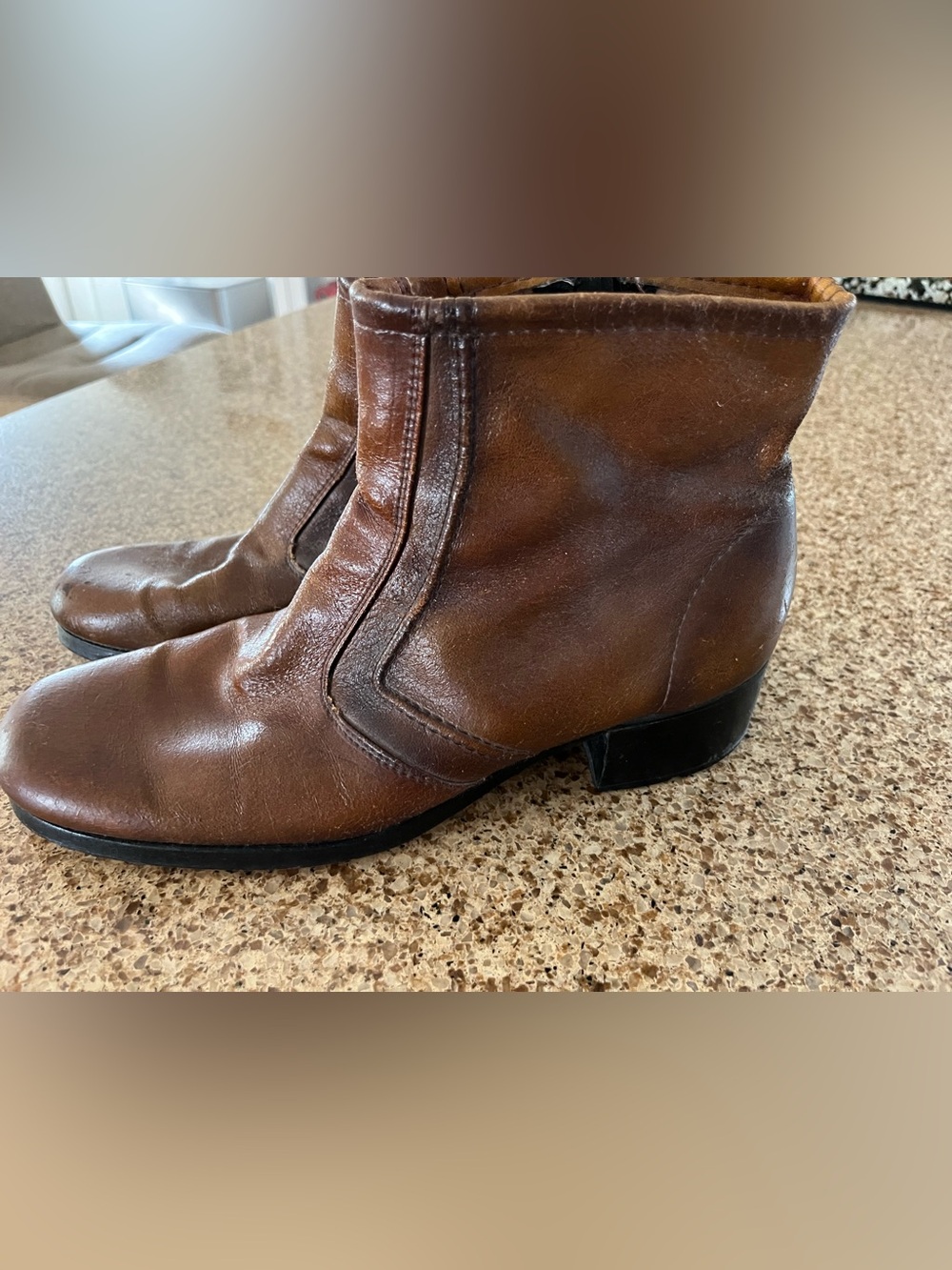 Gallencamp Men's Brown Leather Ankle Booties with Low Heel